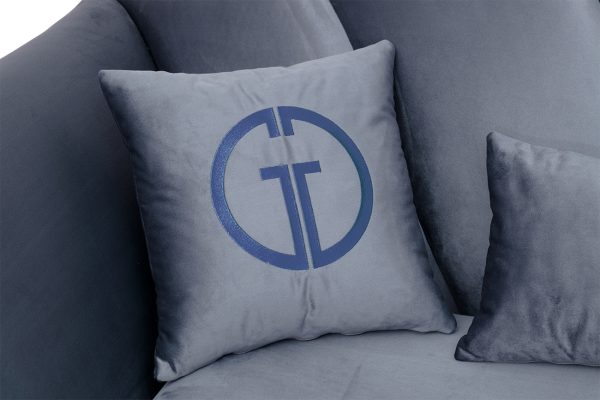 Диван Annette трехместный без мех,велюр сапфир Colt1006/хром 250*100*95 — изображение 3