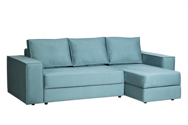 Диван Bergamo трехм.раскл.угл. правый вел.бирюз.Vel43 250*160*90 — изображение 2