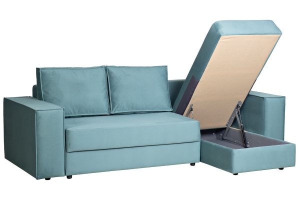 Диван Bergamo трехм.раскл.угл. правый вел.бирюз.Vel43 250*160*90 — изображение 3