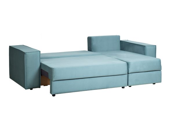 Диван Bergamo трехм.раскл.угл. правый вел.бирюз.Vel43 250*160*90 — изображение 4