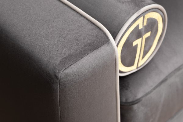 Диван Madrid Memory с кантом трехм. без мех.,велюр серый Colt1003+Colt030 — изображение 3