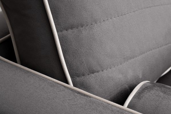 Диван Madrid Memory с кантом трехм. без мех.,велюр серый Colt1003+Colt030 — изображение 4