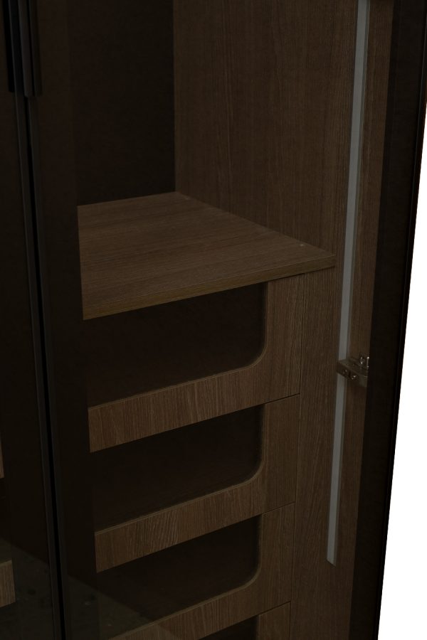 GD-10012/1-3 Шкаф Alto двух c выдв ящик,цвет дуб Урбан Кофейный,дверцы стекло(тонир) 100*57*228.5см — изображение 4