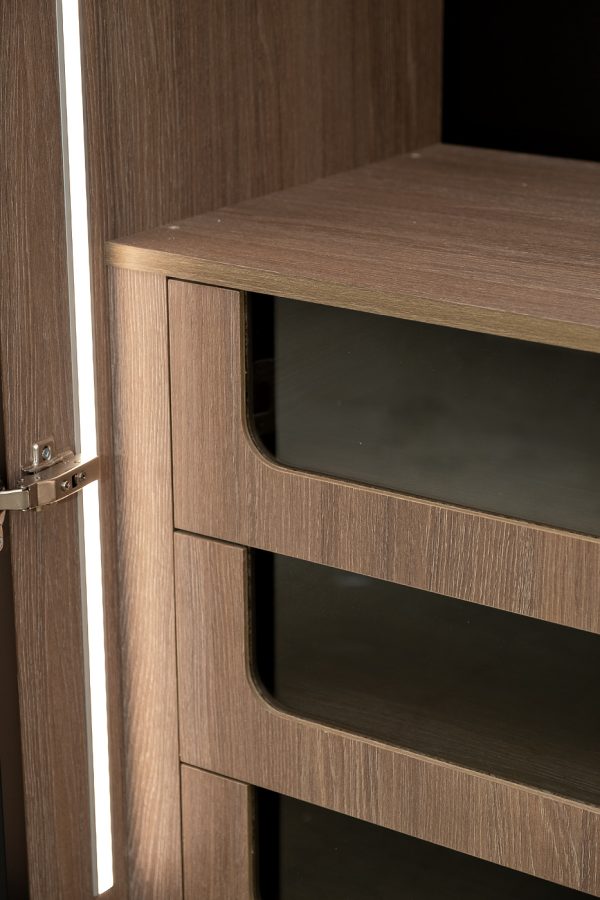 GD-10012/1-3 Шкаф Alto двух c выдв ящик,цвет дуб Урбан Кофейный,дверцы стекло(тонир) 100*57*228.5см — изображение 5