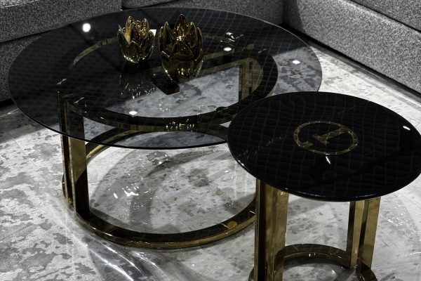 GD-ET002 Стол журнальный D'Oro Garda Decor черный мрам. d50*50см — изображение 4