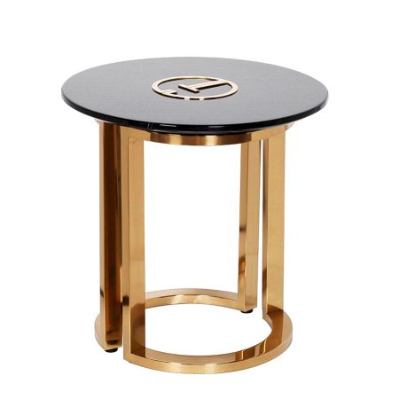 GD-ET002 Стол журнальный D'Oro Garda Decor черный мрам. d50*50см