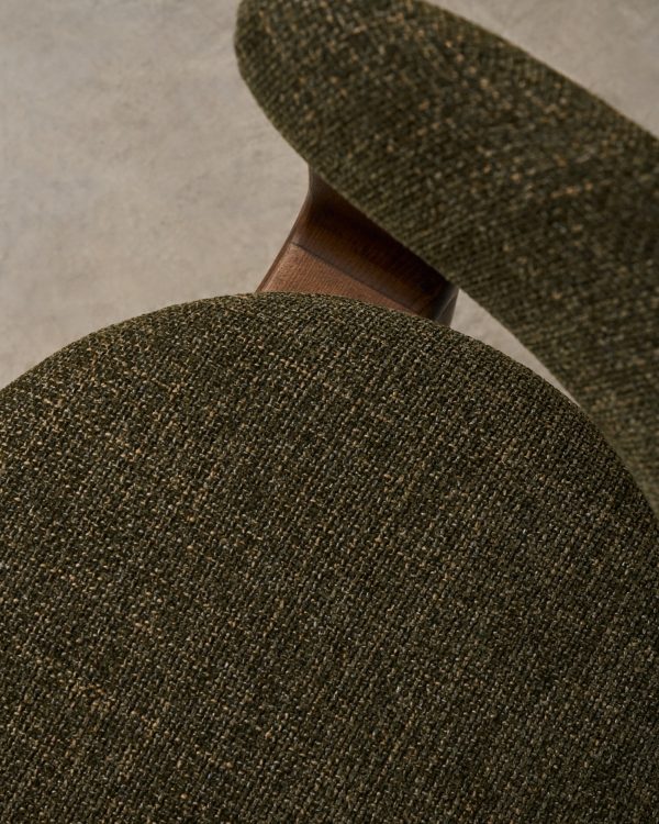 Granite Стул на 3 ножках из зеленого шенилла и массива ясеня в отделке орех — изображение 3