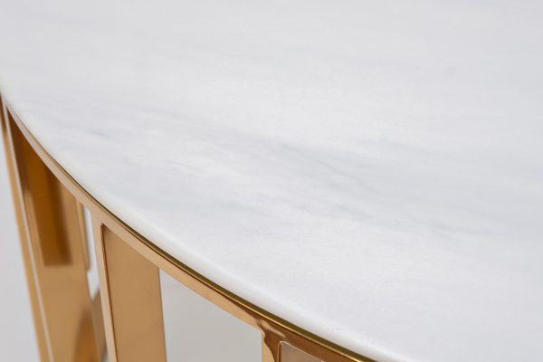 GY-00012 Стол журнальный мрам.стекло/золото d46*53см — изображение 2