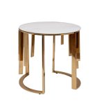 GY-00012 Стол журнальный мрам.стекло/золото d46*53см