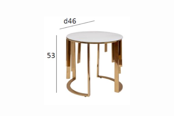 GY-00012 Стол журнальный мрам.стекло/золото d46*53см — изображение 5