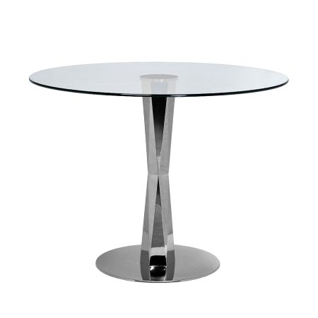 GY-08074 Стол обеденный стекло прозр/хром d.100*76см