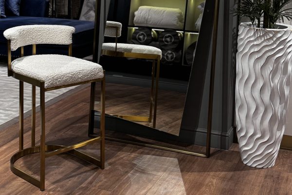 GY-08216 Стул барный, букле бежевый/матовое золото  50*55*85см — изображение 5