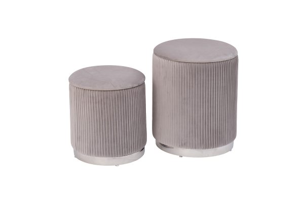 GY-08220 Банкетка велюр серый/хром (2 в 1) d35