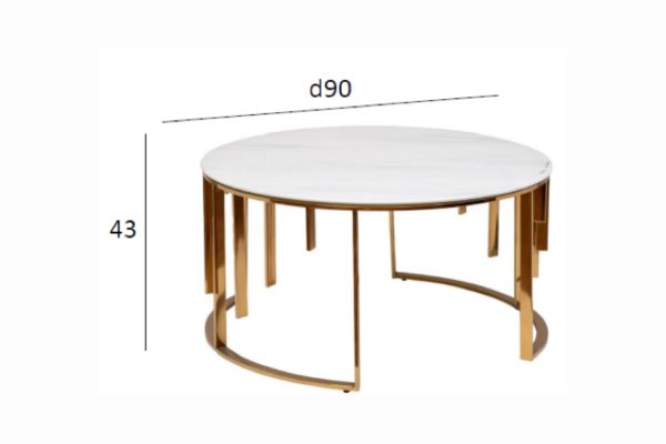 GY-10006 Стол журнальный мрам.стекло/золото d90*43см — изображение 5
