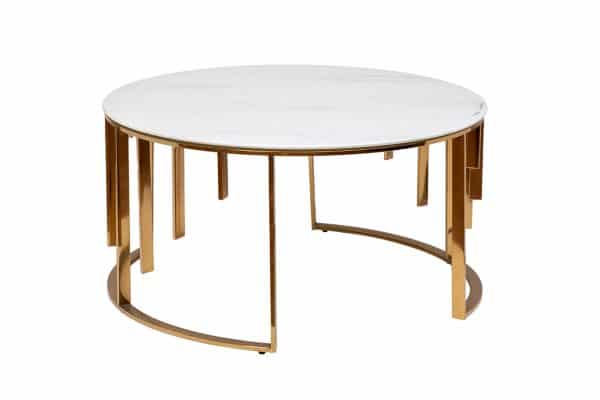 GY-10006 Стол журнальный мрам.стекло/золото d90*43см