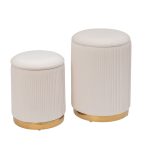 GY-18220 Банкетка велюр светло-бежевый/золото (2 в 1) d35