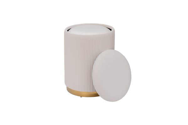 GY-18220 Банкетка велюр светло-бежевый/золото (2 в 1) d35,5*49см/d30,5*39см — изображение 4