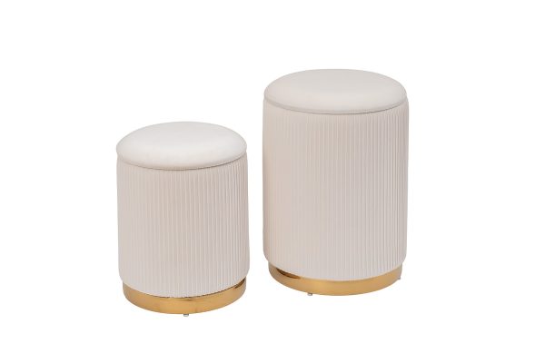 GY-18220 Банкетка велюр светло-бежевый/золото (2 в 1) d35