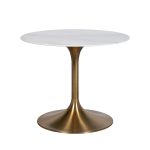 GY-80168 Стол обеденный мрам.стекло/золото 90*90*75см