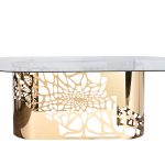 GY-8514STOL/OB Стол обеденный стекло прозр/золото 240*110*74