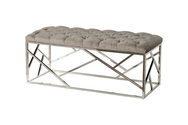 GY-BEN7834-GR Банкетка велюр серый/хром 110*42*46см — изображение 2