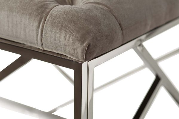 GY-BEN7834-GR Банкетка велюр серый/хром 110*42*46см — изображение 4