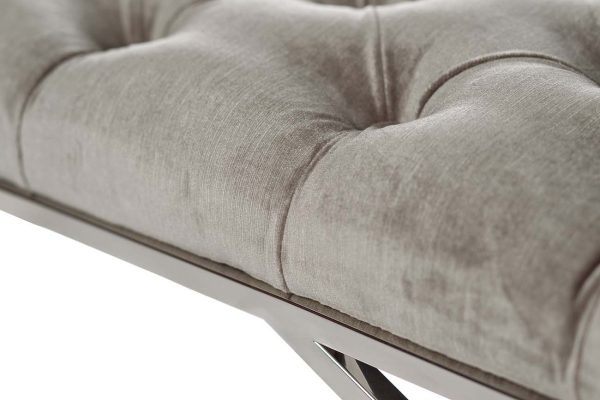 GY-BEN7834-GR Банкетка велюр серый/хром 110*42*46см — изображение 5