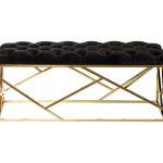 GY-BEN7835GOLD-BL Банкетка велюр черный/золото 110*42*46см