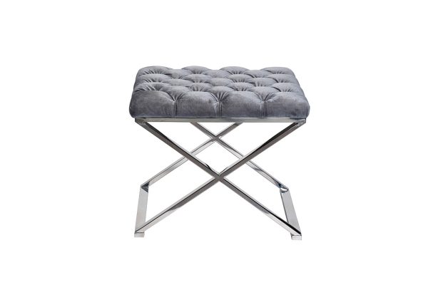 GY-BEN8008-GR Банкетка велюр серый/хром 52*52*45