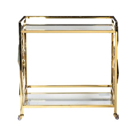 GY-CRT8164GOLD Стол-тележка сервировочн ст.прозр/золото 80*40*83