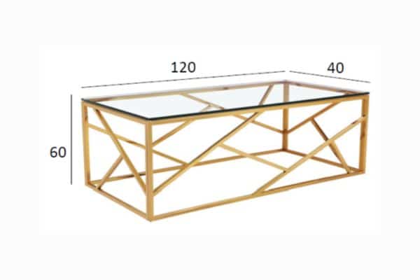 GY-CT2051214GOLD Стол журнальный прозр.стекло/золото 60*120*40см — изображение 2