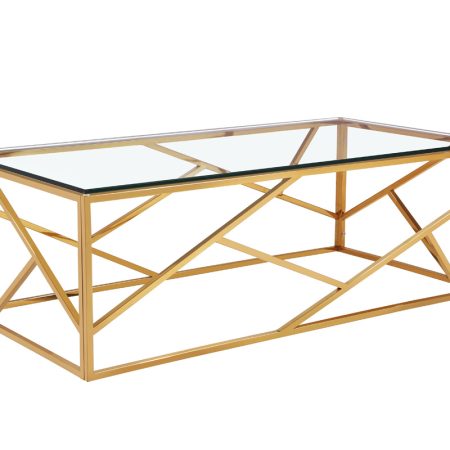 GY-CT2051214GOLD Стол журнальный прозр.стекло/золото 60*120*40см