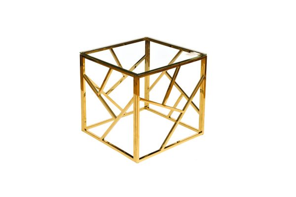 GY-ET2051214GOLD Стол журнальный прозр.стекло/золото 50*50*50см — изображение 2
