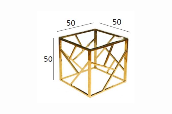 GY-ET2051214GOLD Стол журнальный прозр.стекло/золото 50*50*50см — изображение 5