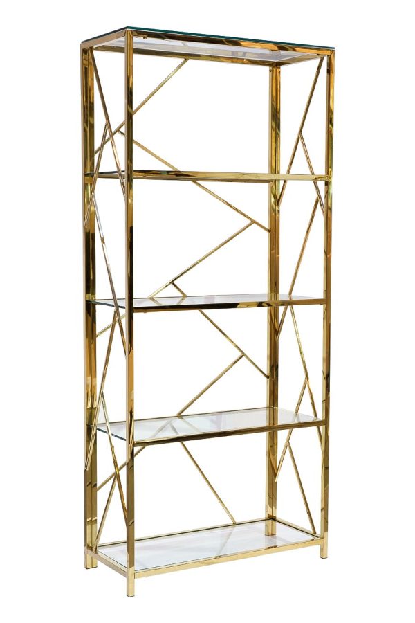GY-SH8711GOLD Стеллаж стекло прозр/золото 80*35*180см — изображение 2