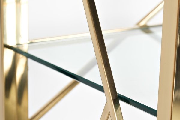 GY-SH8711GOLD Стеллаж стекло прозр/золото 80*35*180см — изображение 3