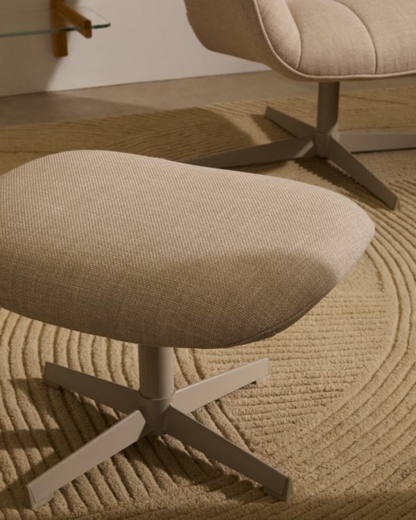 Jaspe Вращающийся пуф бежевого цвета с серой отделкой металла — изображение 2