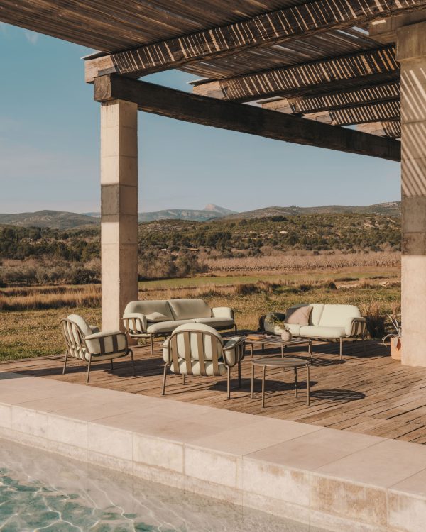 Joncols уличный алюминиевый 2-местный диван серого цвета 165 см — изображение 2