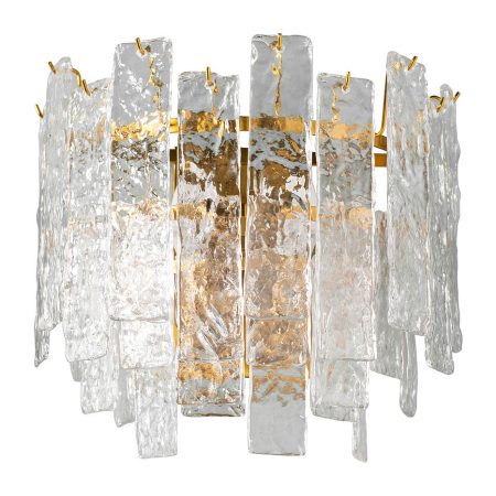 K2KG0998W-2B Бра "Ice" рифленое стекло/латунь L19*W36*H32см
