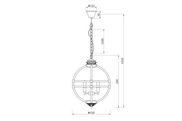 K2MP-766P-4 Светильник потолочный стекло/хром d43*64см — изображение 3