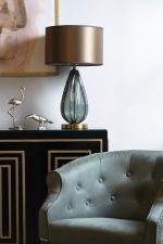 K2TL-07233 Лампа настольная сер-зел.стекло/плафон кор. 35*h.60см — изображение 4