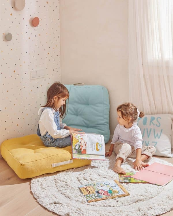 Keila Чехол для подушки из 100% хлопка с синим алфавитом 45 x 45 см — изображение 2