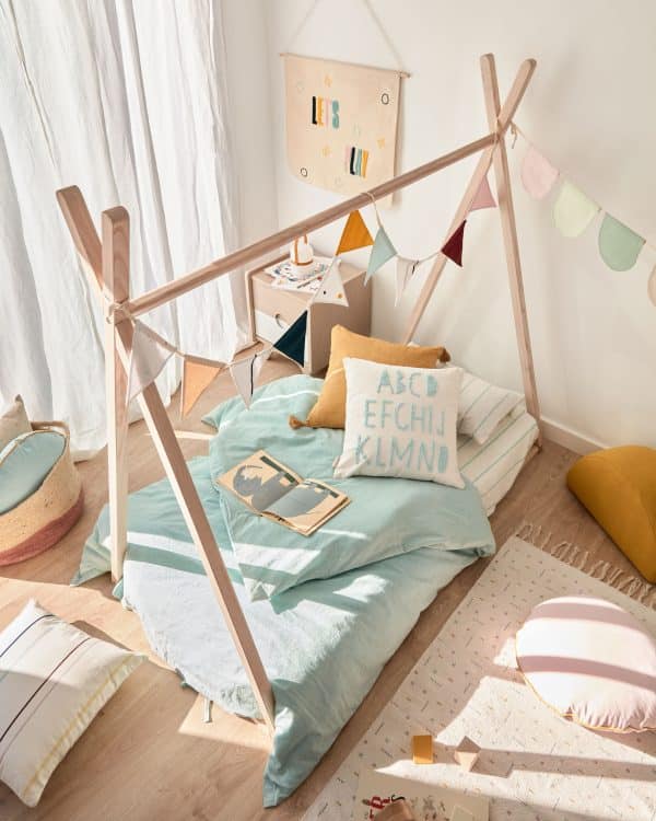 Keila Чехол для подушки из 100% хлопка с синим алфавитом 45 x 45 см — изображение 4