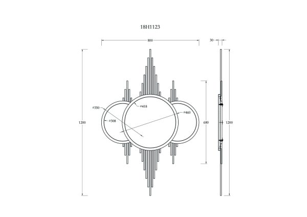 KFE1230 Зеркало декоративн. с метал. декором золото 80*120см — изображение 3