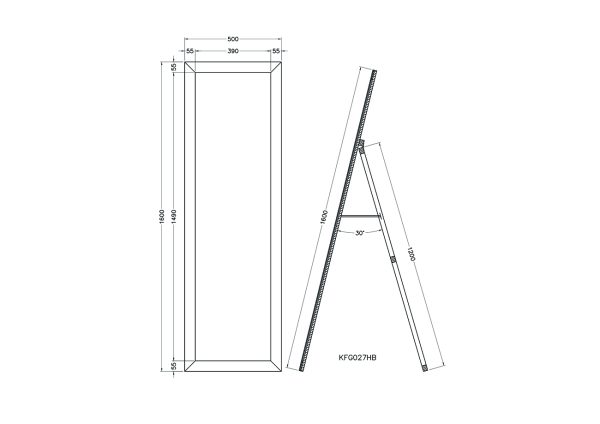 KFG027 Зеркало напольное 50*160*4,4 см — изображение 3