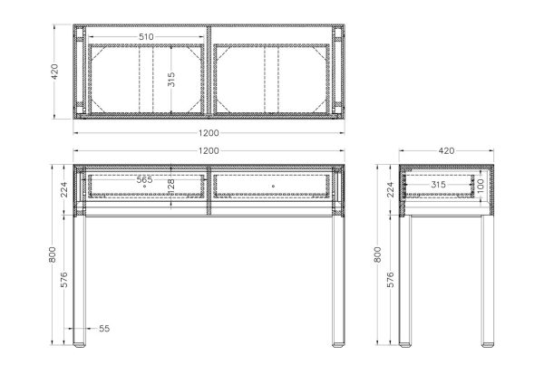 Model KFG038 Консоль зеркальная, 2 ящика  120*42*80см — изображение 5