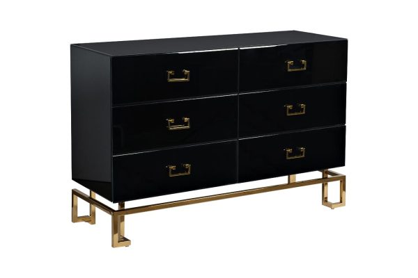 KFG057 Комод черный 6 ящиков 120*42*82см — изображение 2