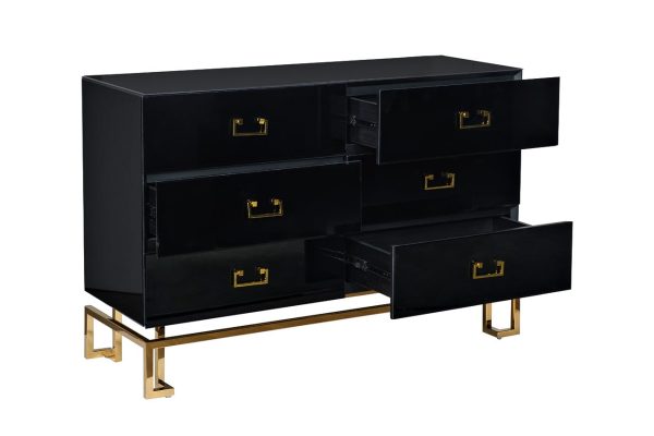 KFG057 Комод черный 6 ящиков 120*42*82см — изображение 3