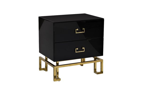 KFG059 Тумба c  2-мя ящиками черная/золото 55*40*58см — изображение 2
