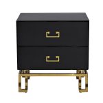 KFG059 Тумба c  2-мя ящиками черная/золото 55*40*58см